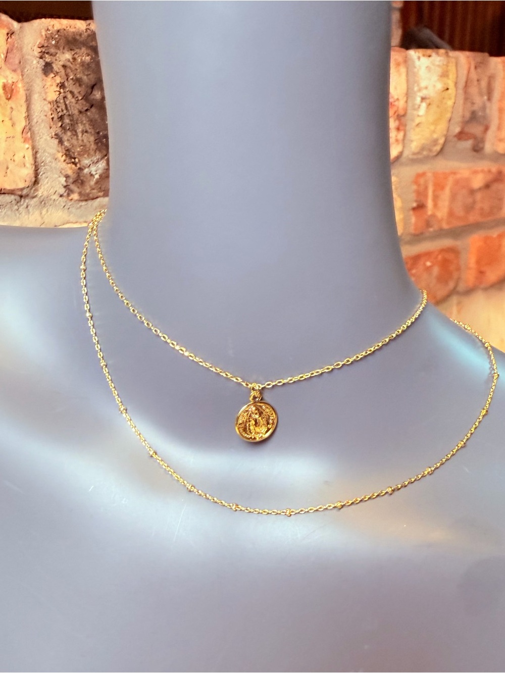 Argentino Vivo 18K Gold Plated Virgin Mary Pendant Necklace
